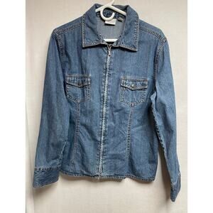 Sonoma life + style denim blue jean zip up jacket womens XL